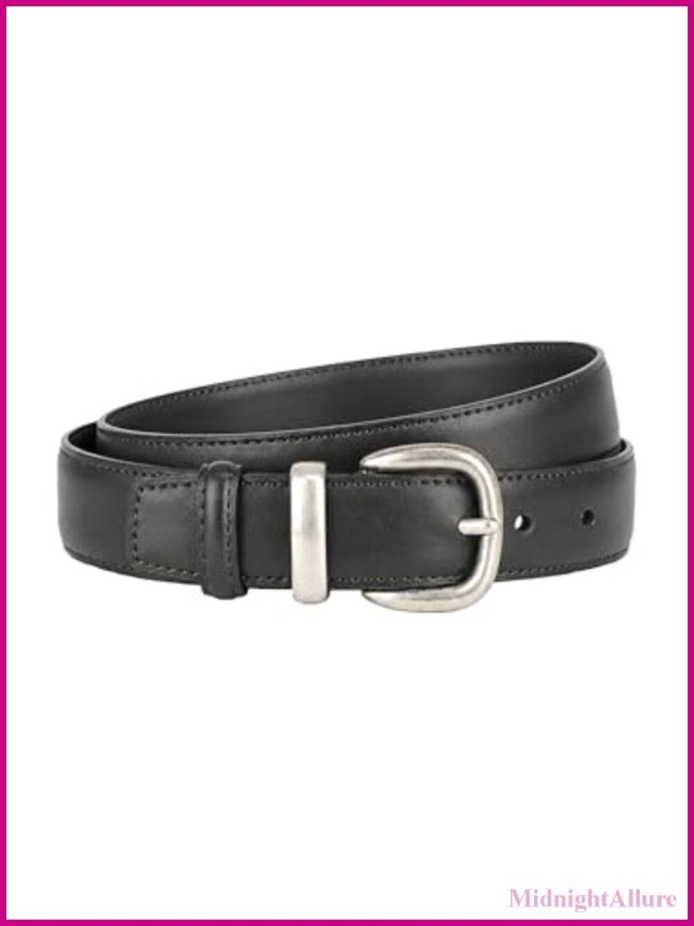 Women Leather Belt Silver Buckle 1.1" Wide Adjustable Jeans Casual Waist Belt